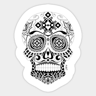 skeleton face in smile with the death ecopop mexican pattern Sticker